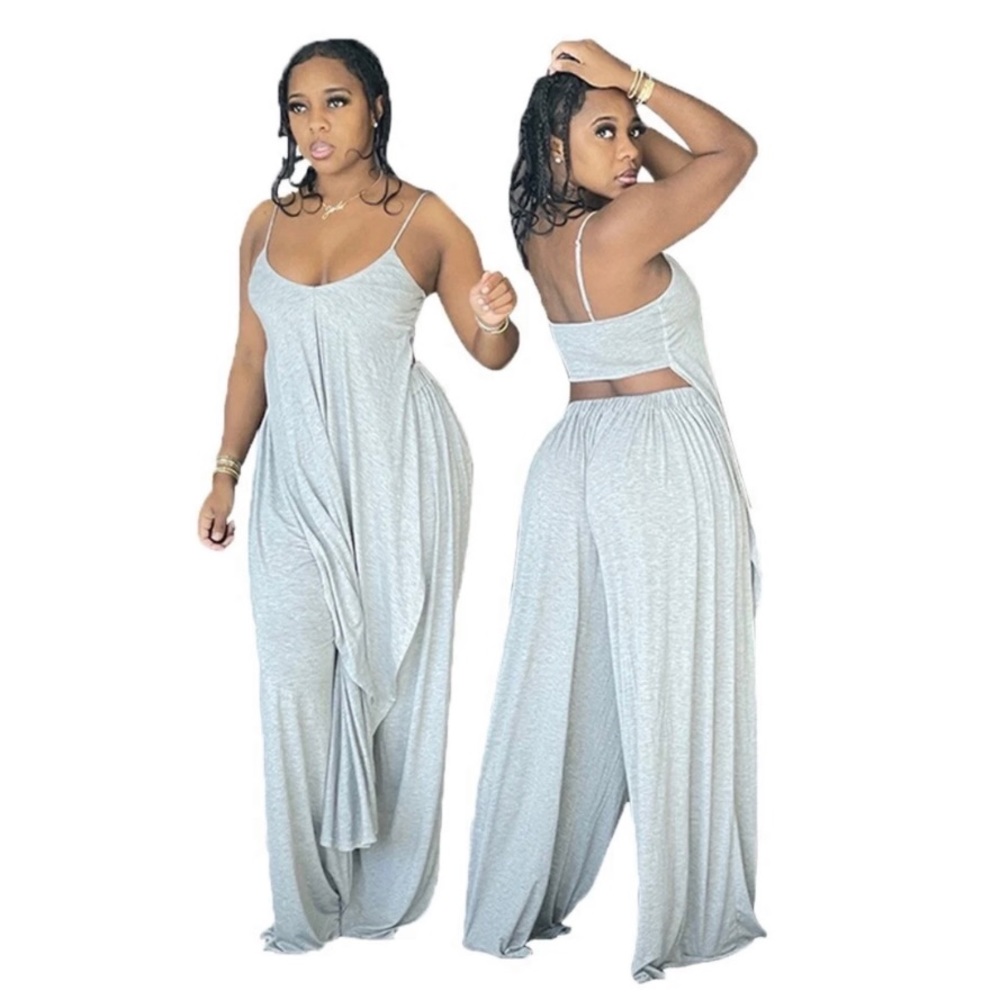 Grey Loose Leg Two Piece Set